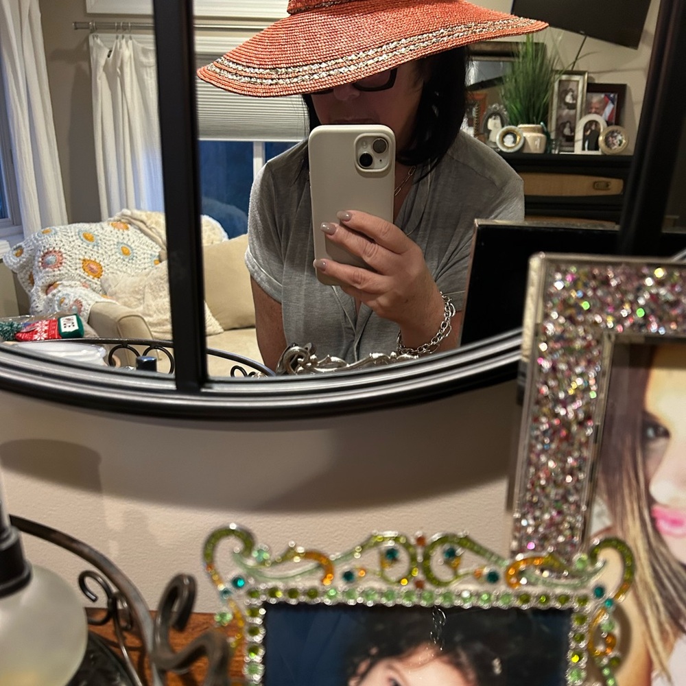 Mazzanti Coral and Metallic Straw Hat - Picture 8 of 9